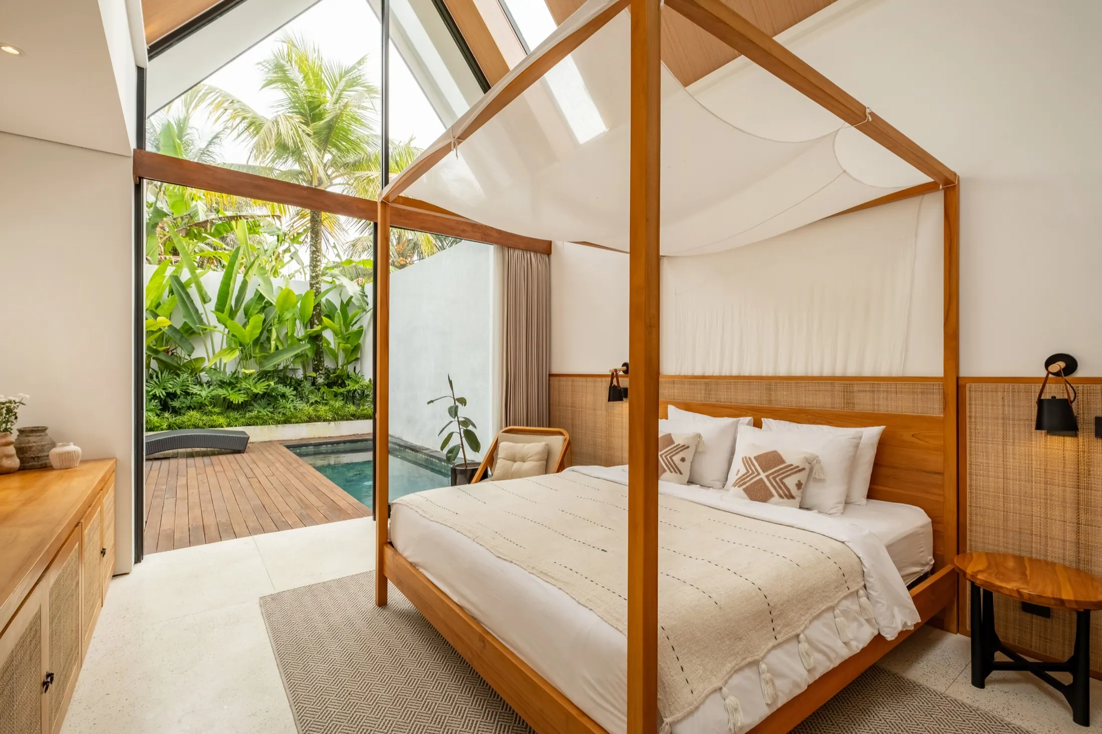 Private pool and deck at the One Bedroom villa with both villas visible